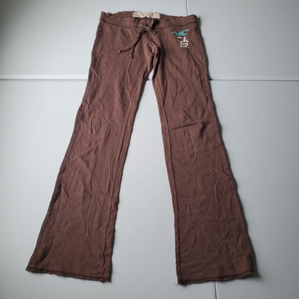Y2K Hollister Pants J XS Brown CA22 Low Rise Flare Sweat Lounge Drawstring